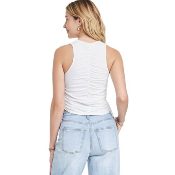 Universal Thread goods co. white ruched tank top size L - Picture 2 of 6